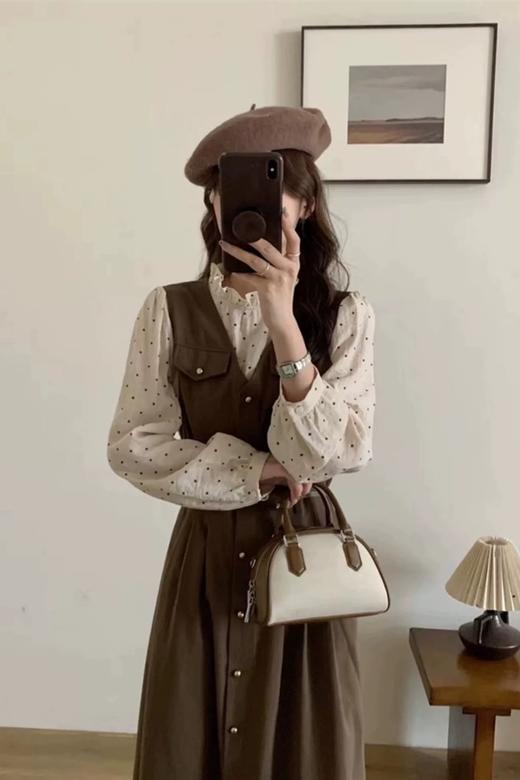amadella 甜美复古波点衬衫背心裙两件套装 21369 商品图3