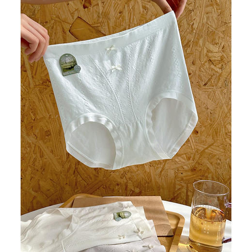 官网299！安家80S莫代尔三条装无缝高腰全包臀内裤女 桑蚕丝底裆三角裤无痕高弹底裤 商品图3
