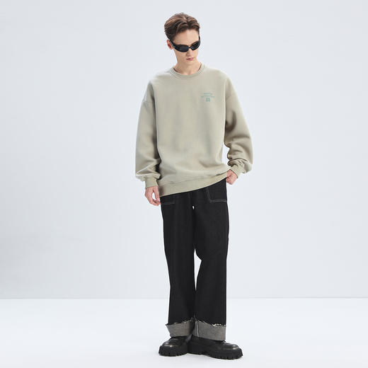 gxgjeans男装 男士圆领卫衣25秋款户外通勤简约百搭校园青少年套头卫衣打底衫K&C 商品图3