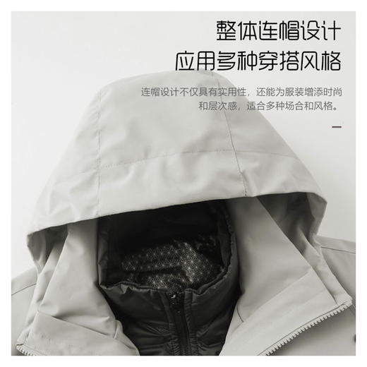 半身缘男装 冬季两件套户外防风防水三合一羽绒可拆卸冲锋衣254212U010610141 商品图8