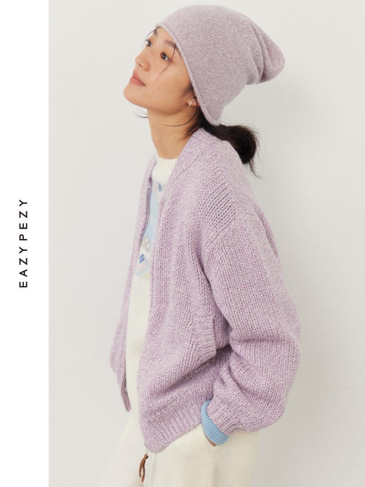 小樽的冬天重磅羊绒羊毛针织棒球衫外套 商品图1