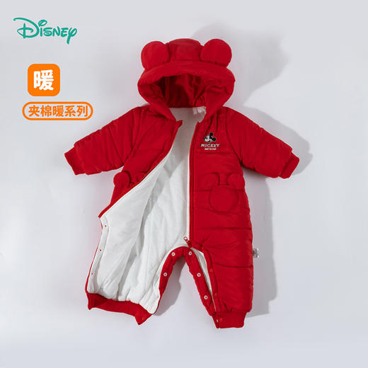 【米奇立体帽子哈衣】秋冬新款男女宝宝夹棉保暖连体衣大红爬爬服ZD4EL019 商品图5