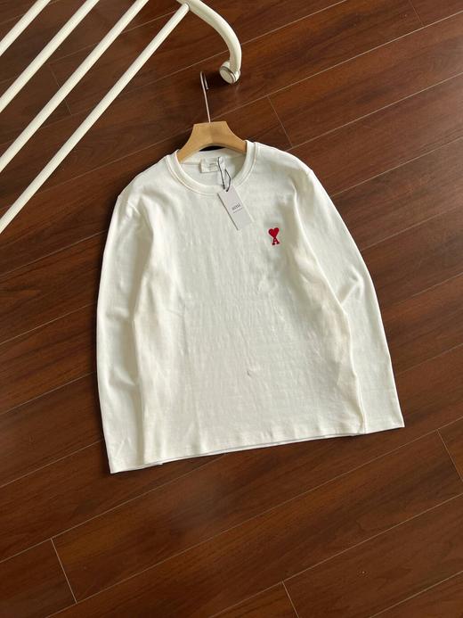 amiT恤男圆领精致刺绣小标  纯色简约长袖秋冬上衣T恤 商品图3