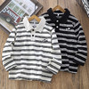 秋款110-170翻领条纹简约95%棉男童T恤衫 商品缩略图0