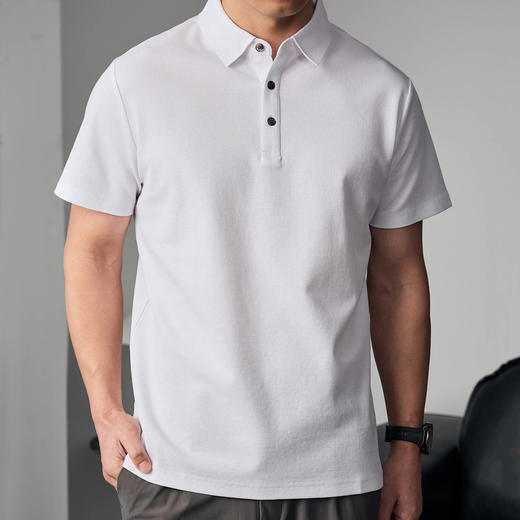 墨麦客男装纯色基础抗菌短袖polo衫男士2025春季新款翻领t恤男薄 商品图4