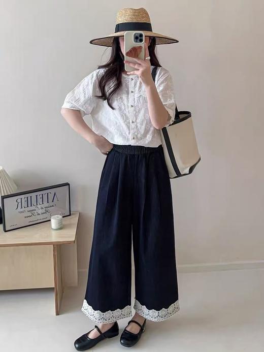 冰点价！仅限11.11！退货勿拍【爆款牛仔】2025秋季新品~韩系爆款蕾丝拼接牛仔裤-喜出 商品图5