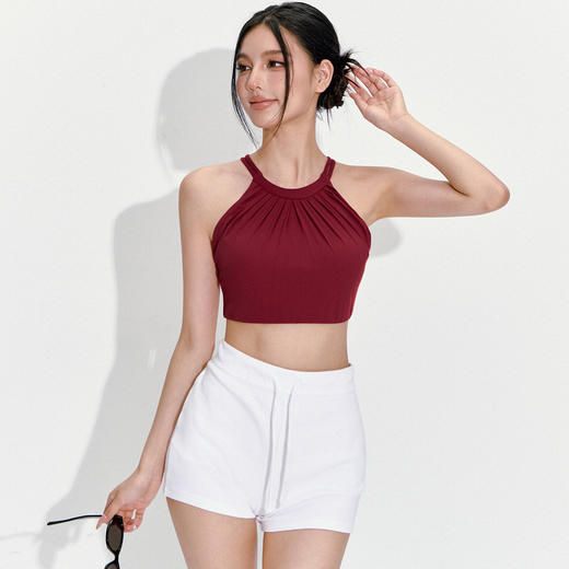 跃牌【周游世界】秋冬新款显瘦褶皱挂脖内衣防震跑步高强度支撑运动背心BR1645 商品图3