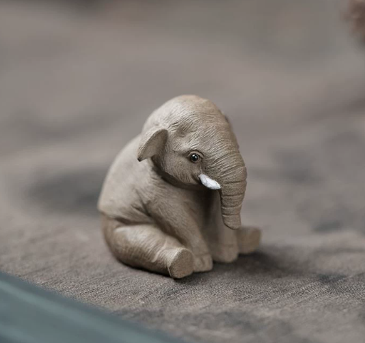 米马杂货 宜兴紫砂做的小象茶宠摆件 可爱茶玩