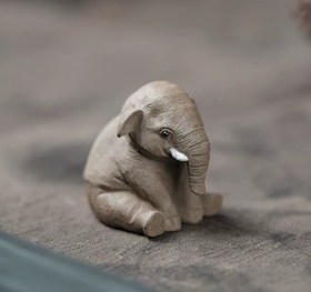 米马杂货 宜兴紫砂做的小象茶宠摆件 可爱茶玩