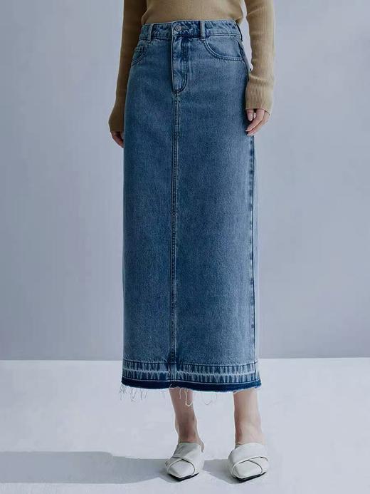 11.11直降到底！！【秋上新】100%棉5219牛仔半裙毛边后开叉-喜出 商品图2