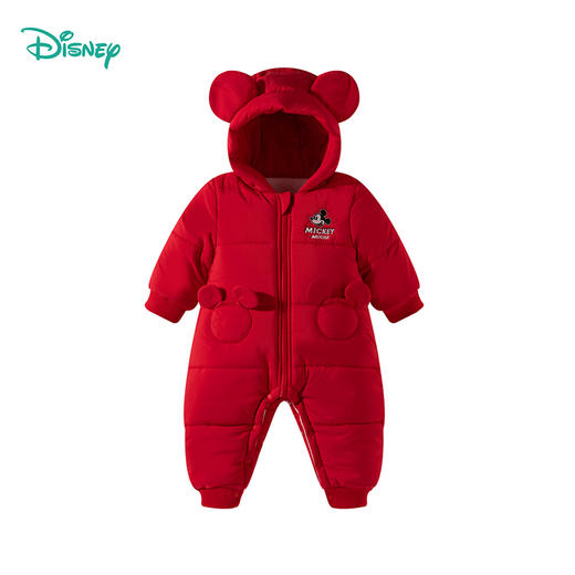 【米奇立体帽子哈衣】秋冬新款男女宝宝夹棉保暖连体衣大红爬爬服ZD4EL019 商品图2