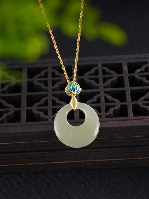 子佩集S925银【平安莲】套链【DZ05311】纯银古法银项链平安扣镀金2509 商品图2