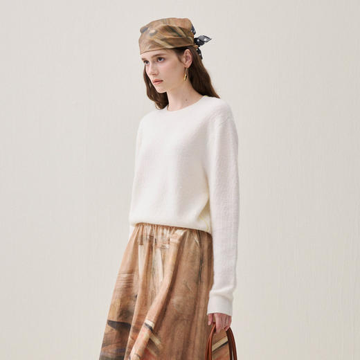 谜底套头针织衫长袖2025年冬季新品蓬松保暖圆领毛衣女254MZ1899 商品图1