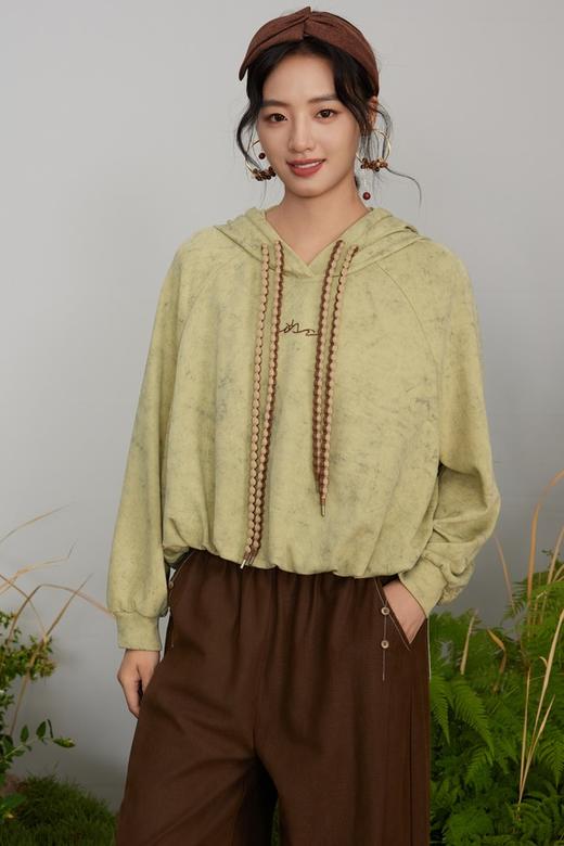 LNNNS 果绿色撞色编织带卫衣上衣 21308 商品图0