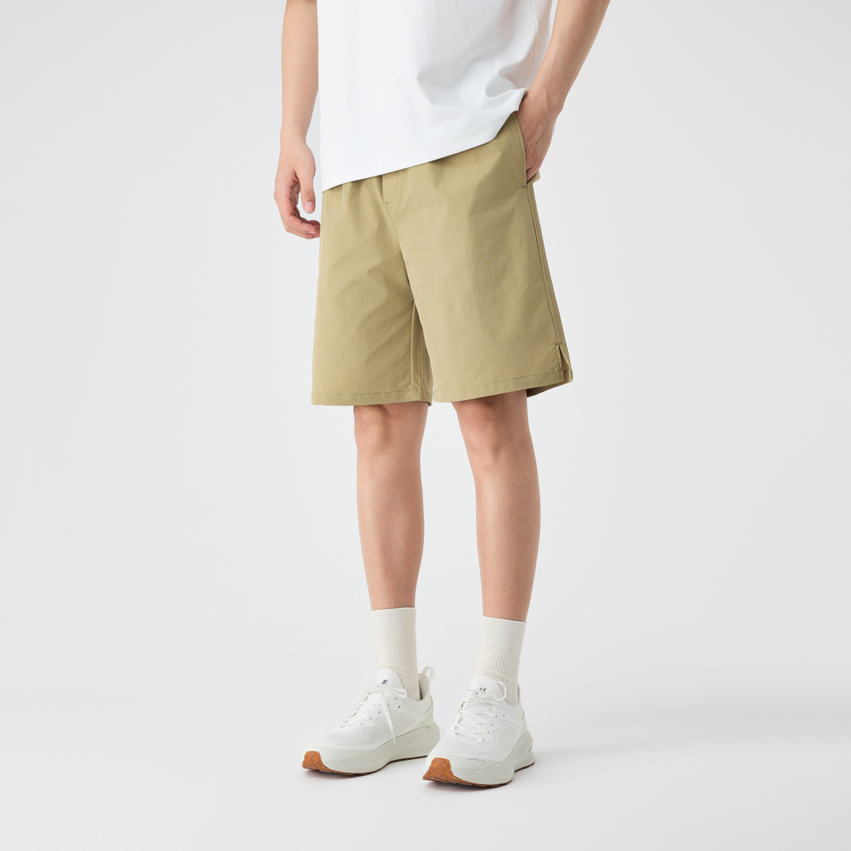 墨麦客格纹肌理休闲直筒短裤男2025夏季新款基础松紧腰五分裤男士