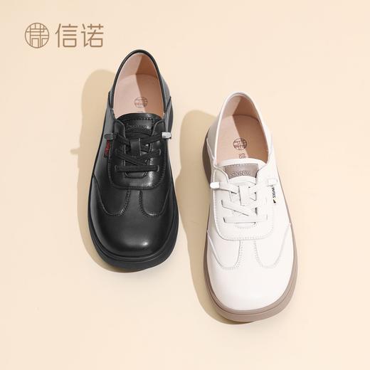 信诺真皮软底舒适女士单鞋休闲鞋2025秋季新款皮鞋平底轻便妈妈鞋5Q3007-3 商品图6