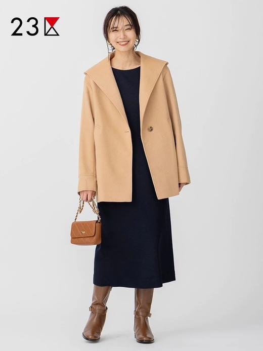 23区日系秋季通勤羊毛羊绒混纺连帽毛呢外套一粒扣短大衣商场同款 商品图4