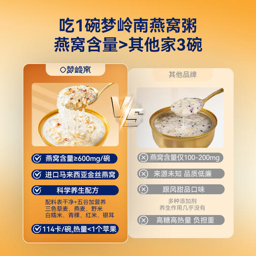 【守护孕妈礼 燕窝润颜】梦岭南五谷燕窝粥165g*24碗/4箱装 孕期滋补 五谷为养 燕窝润颜 商品图2