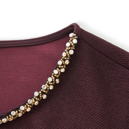 「高货wl」全新升级【铂金会员330/天猫449/差价119】(05349)洛诗琳法式重工钉钻领连衣裙2025秋季修身优雅系带收腰裙 商品图3