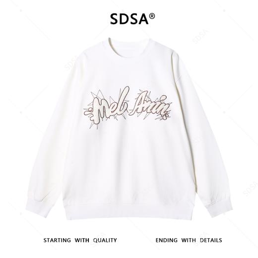 8610SDSA男士秋冬新款痞帅男装美式撞色绒毛刺绣字母圆领卫衣百搭宽松 商品图1