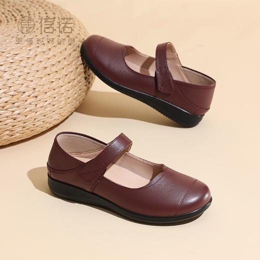信诺真皮软底舒适百搭中老年妈妈鞋单鞋魔术贴平底皮鞋大码女鞋子5Q9811-33 商品图8