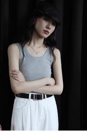 【品质美背】精梳棉～3621免穿内衣一体杯秋季螺纹弹力棉背心-喜出