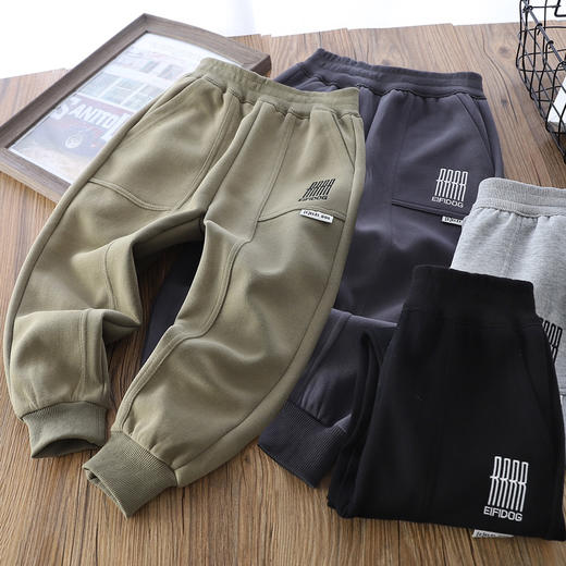 秋款110-170华棉拼接运动裤 商品图0