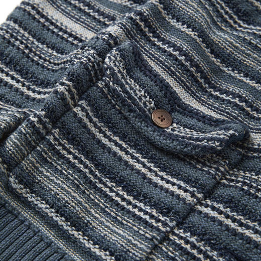 ROMI STUDIO"法风条纹"手工挑边蓝调棉麻复古条纹开衫RWCAST6105 商品图4