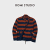 ROMI STUDIO“秋日絮语”7针绵羊毛双面条纹橙蓝毛织外套RWCASY5940 商品缩略图2