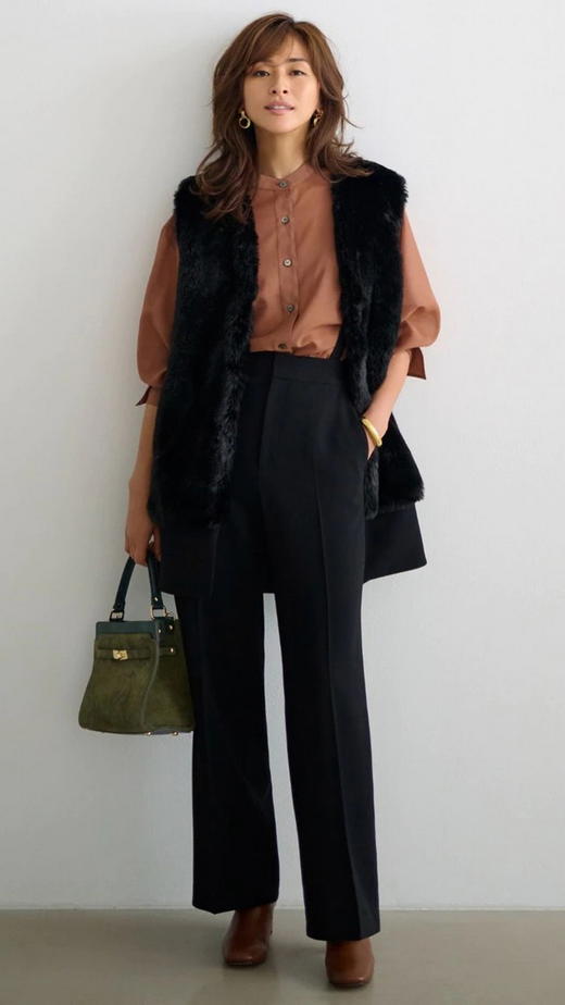 23区日系春秋季通勤宽松羊毛混纺小立领长袖衬衣休闲衬衫商场同款 商品图2