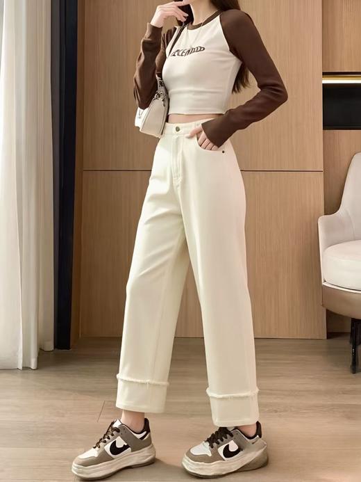 【秋上新】烟管裤～2706小个子秋季毛边裤型超好看显瘦休闲裤-喜出 商品图2