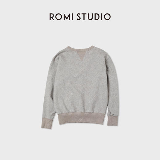 ROMI STUDIO“美式灰调”100%棉倒三角拼接轻暖套头卫衣RWCASU5942 商品图4