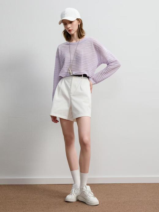 朦胧美妙MOC*同款淡紫天丝亚麻长袖针织衫 商品图10