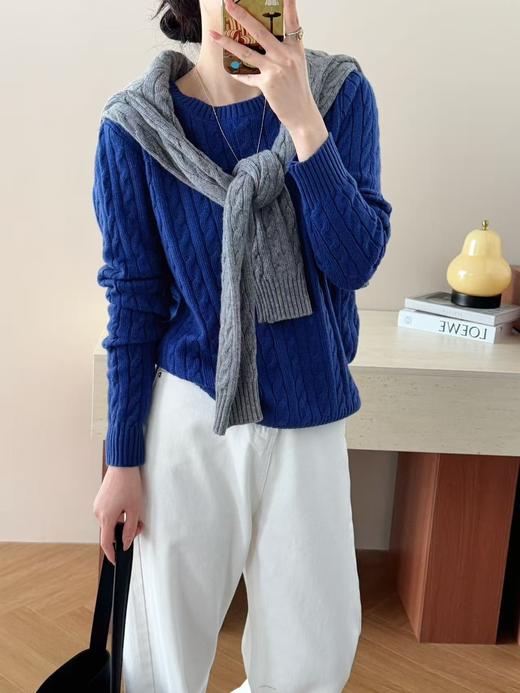 进口澳洲羊毛上羊绒拧花经典毛衣 商品图12