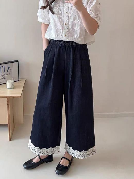 冰点价！仅限11.11！退货勿拍【爆款牛仔】2025秋季新品~韩系爆款蕾丝拼接牛仔裤-喜出 商品图3