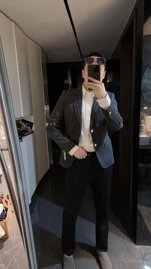 T&B袖箍条纹羊毛西装外套 商品图3