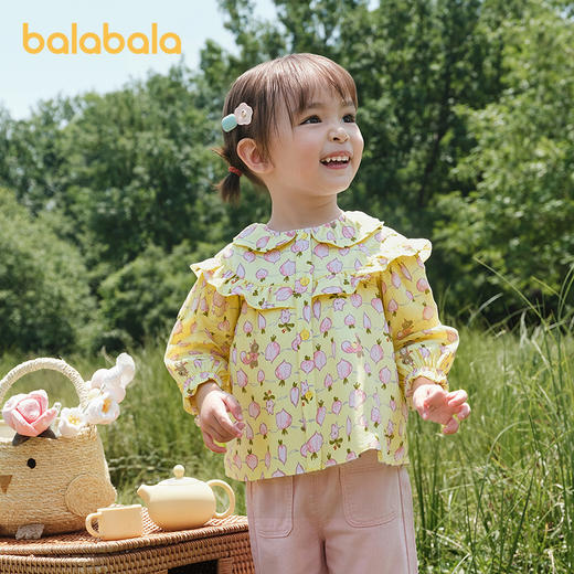 巴拉巴拉童装宝宝长袖衬衫纯棉印花上衣女童秋装2025新款甜美时尚 商品图2