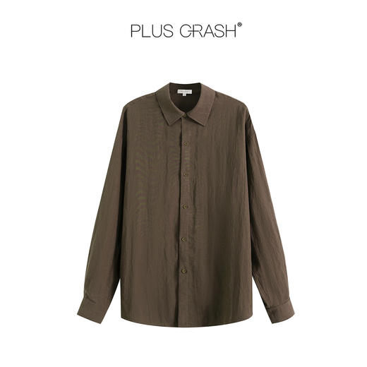 PLUS CRASH秋季老钱风雅痞老钱风松弛感纯色长袖衬衫休闲长裤 商品图5