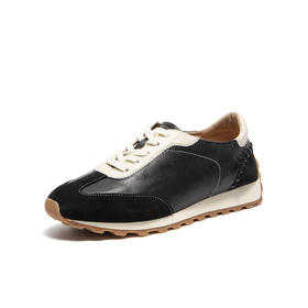 【云粉节】【拔佳】BF楼Bata羊皮书黑胶德训2025秋款德训厚底运动休闲鞋女AAK20CM5   吊牌价999   活动价669