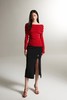 ELLA JADE 高级感红色一字肩针织上衣 21452 商品缩略图5