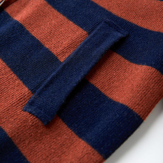 ROMI STUDIO“秋日絮语”7针绵羊毛双面条纹橙蓝毛织外套RWCASY5940 商品图5