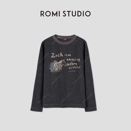 ROMI STUDIO“怀旧复古”全棉亲肤舒适印花圆领长袖T恤 RWCASU5516 商品图2