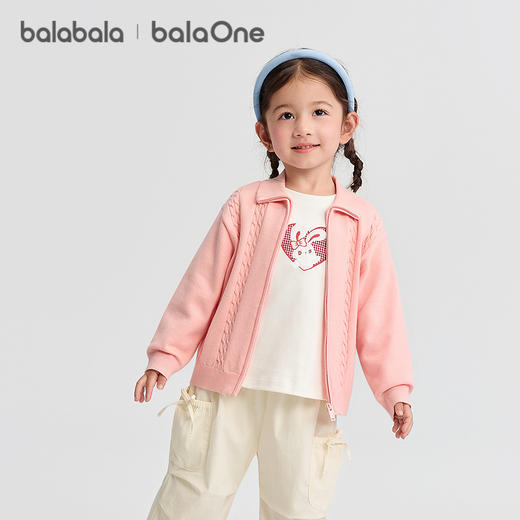 巴拉巴拉balaOne宝宝毛衣男童女童绞花开衫外套2025新款秋装百搭 商品图2