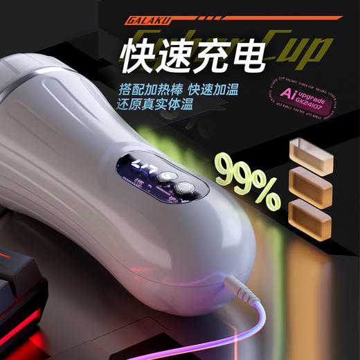 【男用器具】Galaku 赛博朋克飞机杯AI白色-显示屏/发声/震动【产品不带耳机 需要自配圆头3.5mm耳机 】 商品图3