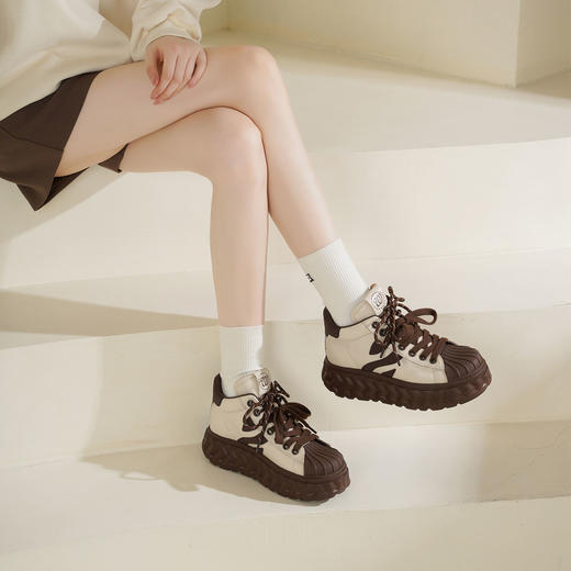Westory2025年冬季圆头厚底高帮休闲百搭运动鞋齐踝短靴S25DS85711 商品图5