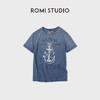 ROMI STUDIO“航海记述”特染竹节棉复古蓝印花短袖T恤RWCAST6257 商品缩略图0
