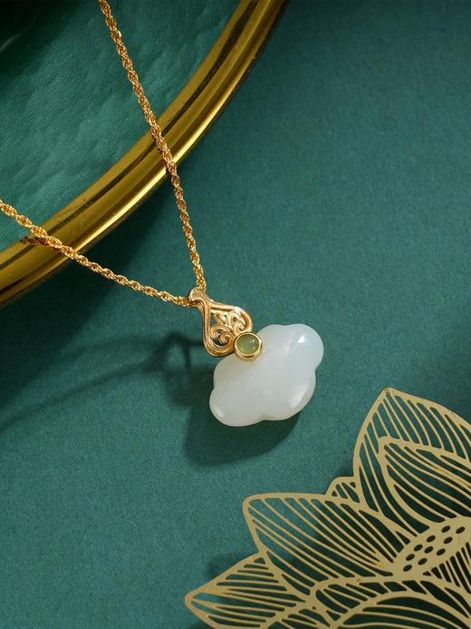 子佩集S925银【诗云】和田玉套链项链【WSB7804】镀金和田玉25092212 商品图0