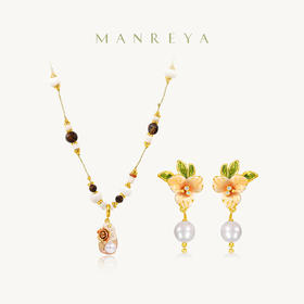 Manreya玛芮雅“棠露坠花”虎眼石珍珠项链、耳饰|虎眼石，珍珠，贝母