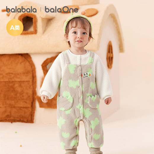 巴拉巴拉balaOne婴儿连体衣2025新款冬季宝宝爬服仿羊羔毛造型萌 商品图1