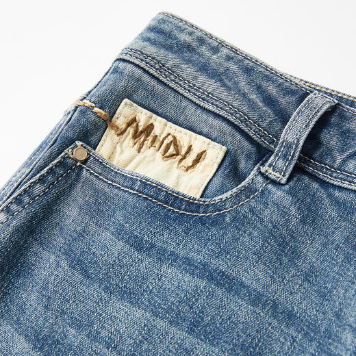 谜底牛仔裤九分裤2025冬季新品弹力舒适复古拼布绣花女254MJ1634 商品图3